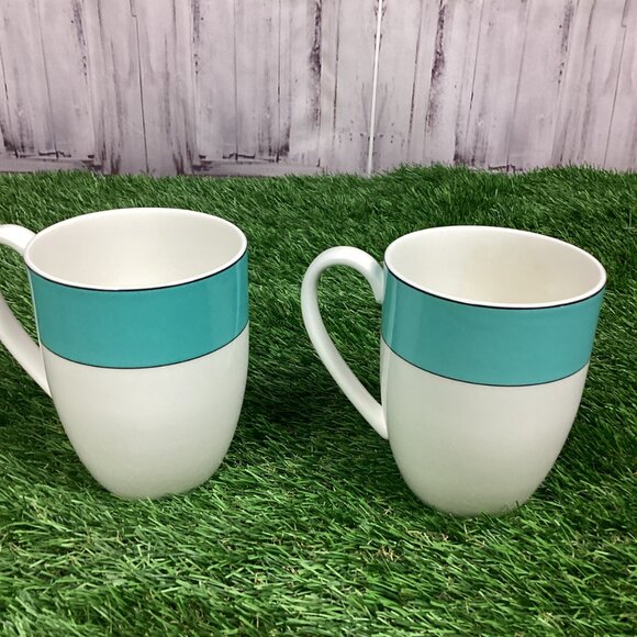 LENOX Kate Spade Rutherford Circle Turquoise Mug Set (2) - Picture 3 of 7